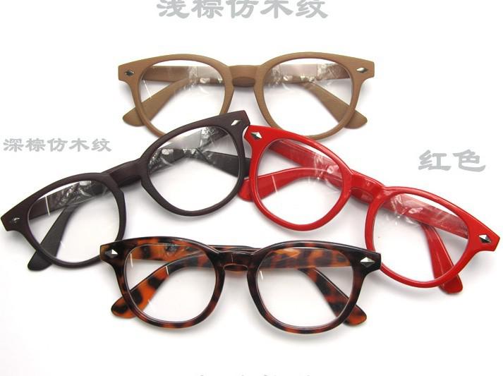 Wooden Glasses Frames Wood Grain Double Rivets Round Box Glass Frame