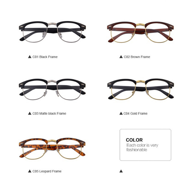 NEW ARRIVAL Classic Retro Clear Lens Nerd Frames Glasses Fashion Brand Designer Men Women Eyeglasses Vintage Half Metal Eyewear Frame