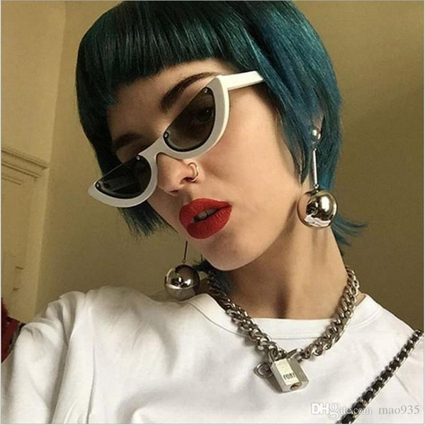 2019 new European and American new fashion sunglasses trend-cutting edge sunglasses transparent colorful wild half frame sunglasses