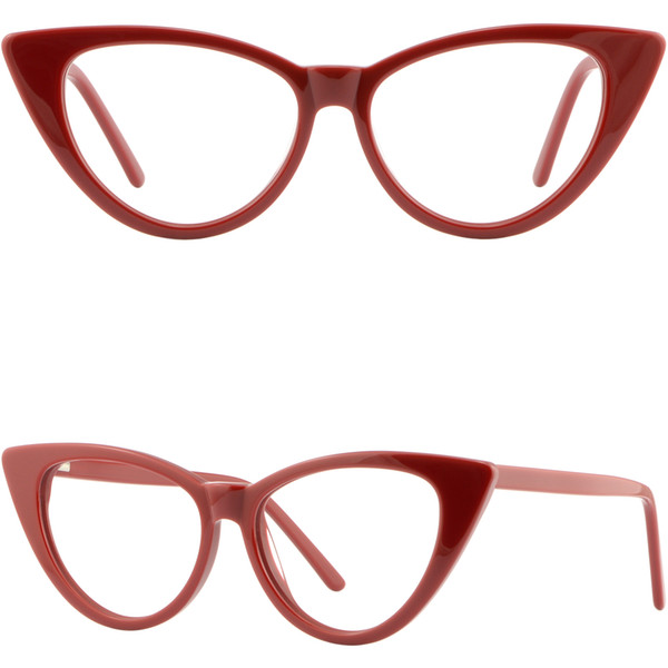 Large Womens Cateye Frame Plastic Spring Hinges Cat Eye Prescription Glasses Red