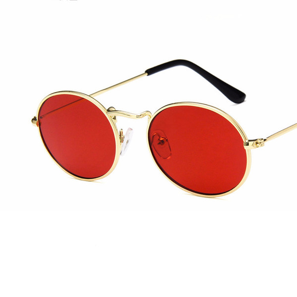 Trend Vintage Sunglasses Eyeglass Frame Ultraviolet-proof Classic Metal Ellipse Full-Rim Oval Six Color