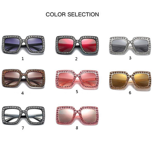 New coming Big diamond Sun Glasses Square colored Shades Women Oversized Sunglasses Retro Top Crystal Trend Rhinestone ljje9