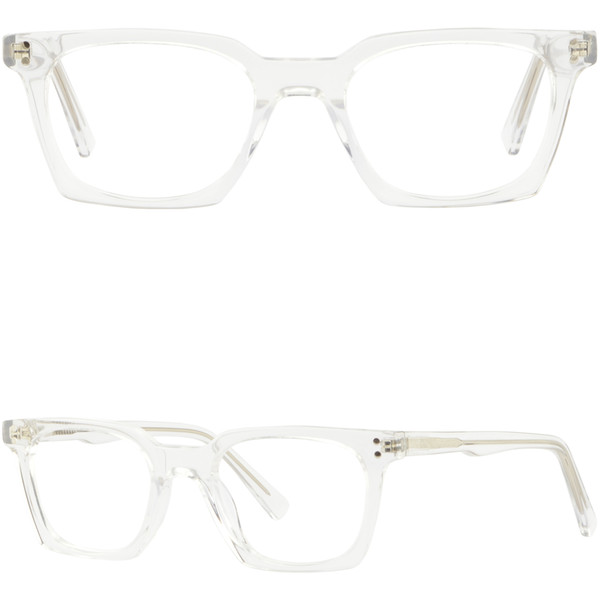 Small Narrow Boys Girls Womens Clear Acetate Frames Square Glasses Spring Hinges