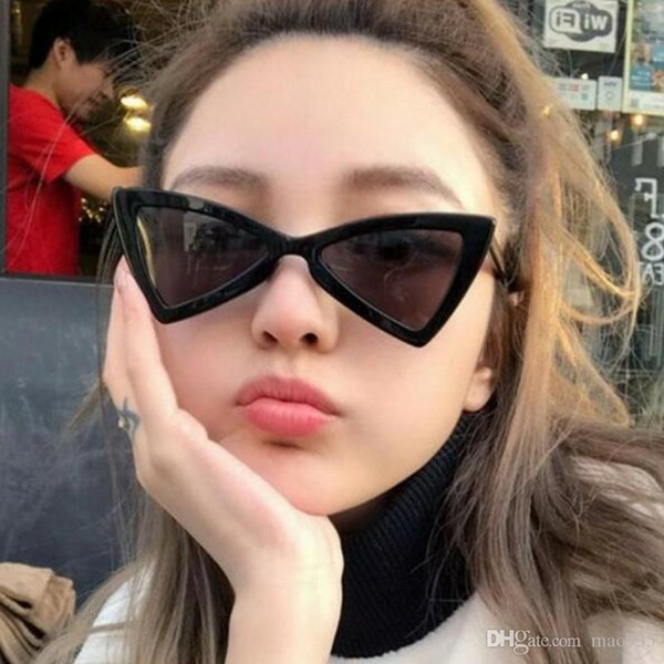 2019 New European and American new trendy sunglasses fashion creative triangle bow sunglasses small frame glasses