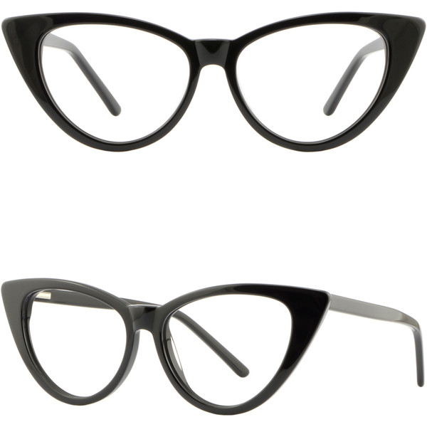 Large Women Cat Eye Acetate Frames Spring Hinges Wide Prescription Glasses Black