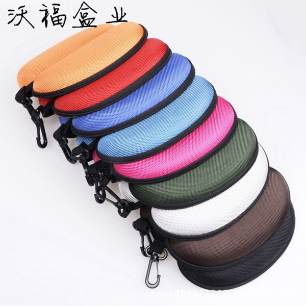 Sun Glasses Box Eyeglasses Shell Zipper Hard Case Carry Box Keyring Sunglasses Case Pouch Bag Eyewear Box Bags Sports Travel Hook