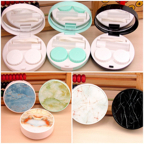 New Charm Marble Patterns Contact Lens Case with Mirror Unisex Contact Lenses Box Portable Travel Kit