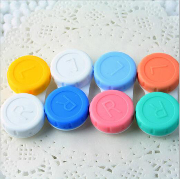 Plastic portable mini contact lens case L + R box storage box saturated container travel glasses accessories box lens wholesale