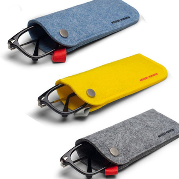 Simple Lightweight Felt Buckle Glasses Bags -Yellow/ peach/dark grey/ light gray