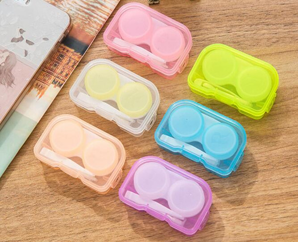 Random Color Fashion Best Transparent Pocket Plastic Contact Lens Case Travel Kit Easy Take Container Holder Hot sale