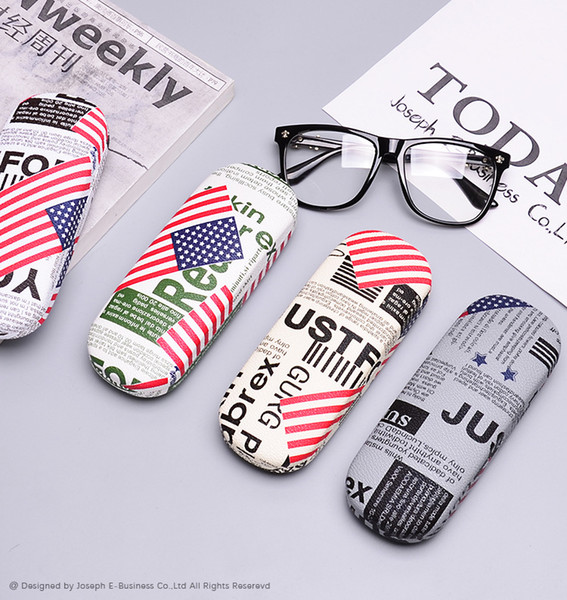 European and American type myopia glasses box men and women contracted personality flag iron box compression classic creative mirror box