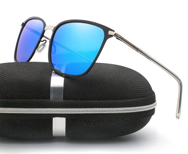 Square Polarized lens pilot Fashion Sunglasses metal frame Men Brand designer Vintage Sport Sun glasses With case and box A349