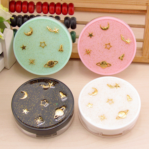 Star Round Contact Lens Box With Mirror Travel Portable Contact Lens Case Storage Container 4 Colors