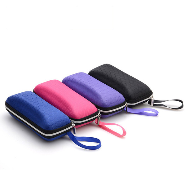 4 color pressure-proof sunglasses case zipper crush resistance small glasses Protection box portable with lanyard