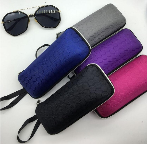 4 color pressure-proof sunglasses case zipper crush resistance small glasses Protection box portable with lanyard free ship