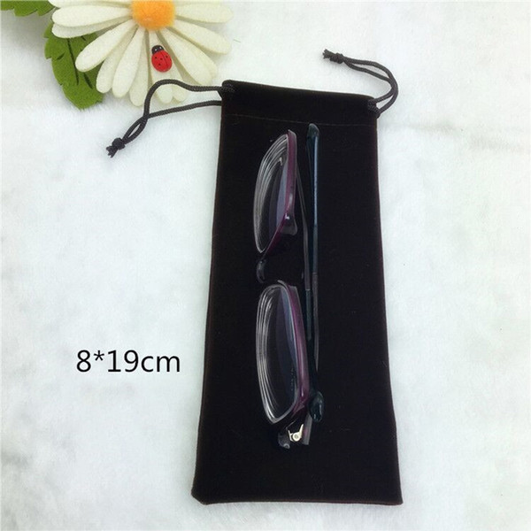 8-19CM Black Velvet Durable Dustproof sunglasses pouch soft eyeglasses bag glasses case Drawstring Bag Eyewear Accessories