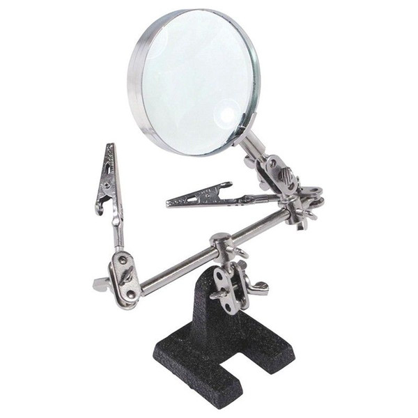 Third Hand Tool Soldering Stand with 5X Magnifying Glass 2 Alligator Clips Y9V7