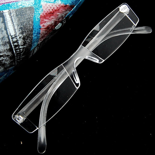 New White Reading Glasses Clear Rimless Eyeglasses Presbyopia 1.00-4.00 Diopter