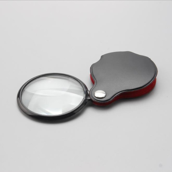 Mini Glass Lens Pocket Magnifier with Leather Pouch Folding Magnifying Glasses Tool Lupas De Aumento Microscope Ferramentas