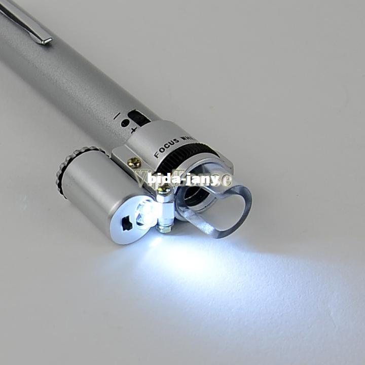 High Quality Wholesale Mini LED Light 100X Pocket Gem Jewelry Pen Microscope Loupe Magnifier Illuminant 18421