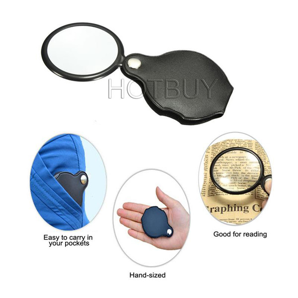 Portable Mini Black 50mm 10x HandHold Reading Magnifying Magnifier Lens Glass Foldable Jewelry Loop Jewelry Loupes #4212