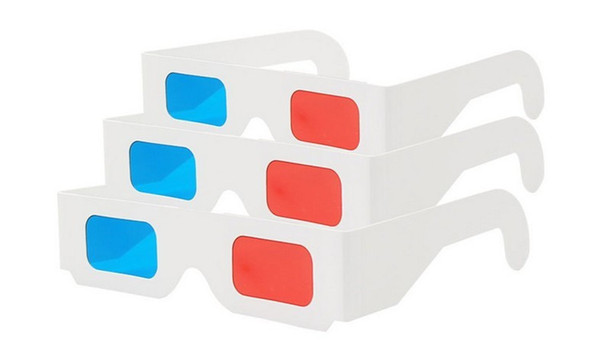 Red Cyan Blue Paper Card 3D 3-D Anaglyph 3D Glasses White DHL Free Shipping