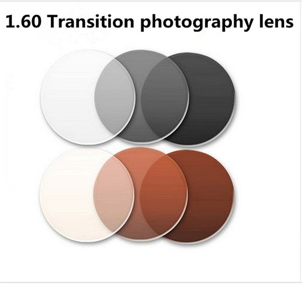 1.60 Transition photochromic lens glasses myopia color film becomes dimmed brown gray myopia resin lenses for prescription Free installation