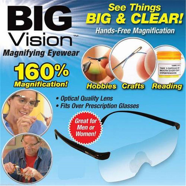 Big Vision plastic glasses 160 degrees Magnifying Glasses Eyewear That Makes Everything Bigger and Clearer with Retail Package Vision Care Y