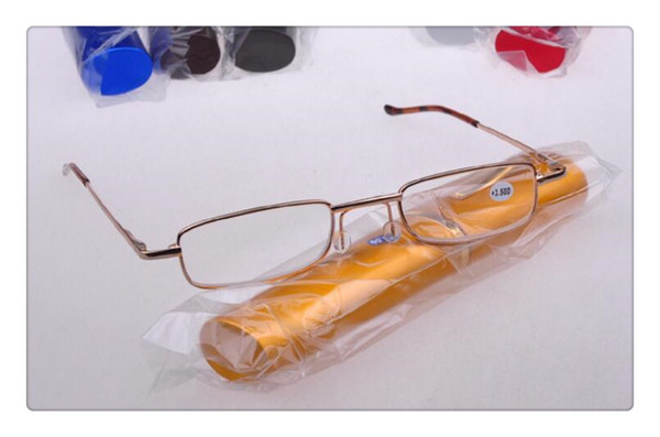 DHL Portable Metal Frame Men Wome Reading Glasses Eyewear Ultra Clear Diopter +1.0 1.5 2.0 to 4.0 With Pen Case(8)