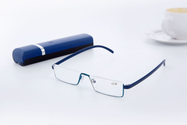 Tube half frame read glasses for women with case cheap unbreakable read glasses power lightweight magnification TR90 strength 1.00 to 4.00