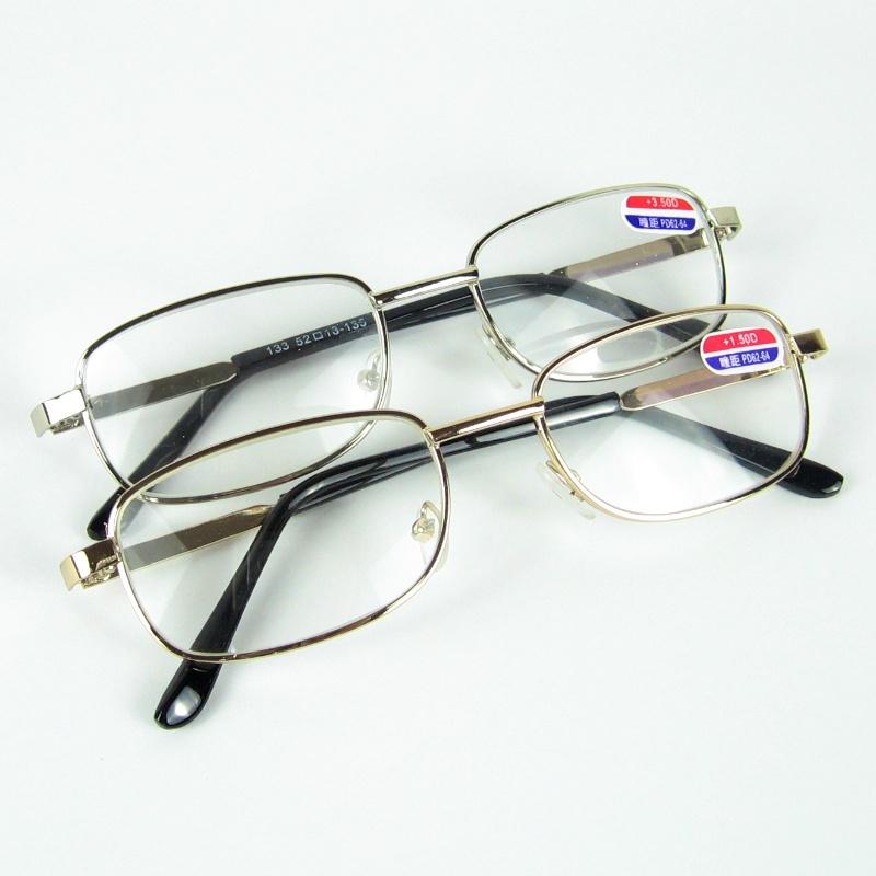 Metal Reading Glasses Full Frame Glasses Lenses With Plastic Case For Older Square Frame Reading glasses