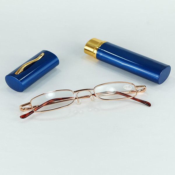 Slender Metal Tube Reading Glasses As Pen Pot Style Eyeglasses Mixed Colors And Power Lens For Good Protective With Older's