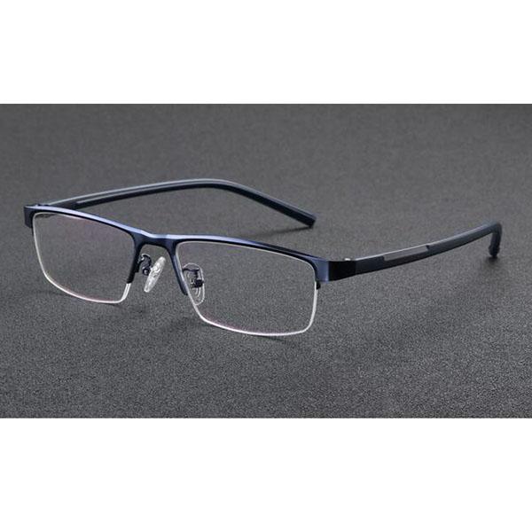 Half-Rim Reading Glasses Photochromic Eyeglasses Color Change Lens Eyewear Fashion Blue Metal Frame Women Men Eye Reader +1.0~+3.5