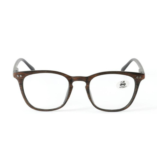 Retro Reading Glasses Vintage Eyeglasses Brown Wood Grain Frame Eye Reader Glasses +1.0~+3.5 Strength for Women Men