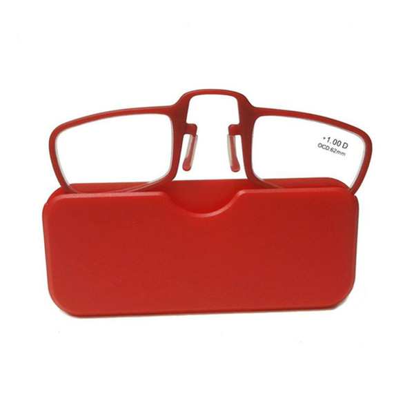 Fashion Wallet Reading Glasses Credit Card Emergency Women Eyeglasses Portable Pocket Purse Nose Resting Eye Reader Red Frame With Case