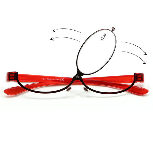 Fashion Makeup Reading Glasses Women Lady Make Up Eyeglasses Magnifying Eyewear Red Metal Frame Magnifier Eye Reader +1.0~+4.0