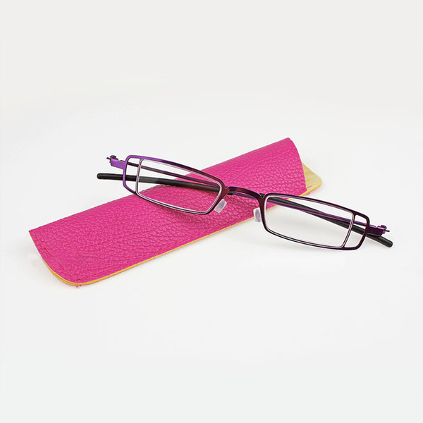 Vintage Reading Glasses Fashion Resin Lens Eyeglasses Women Lady Eyewear Purple Metal Full Frame Eye Reader +1.0~+4.0 Strength Light weight