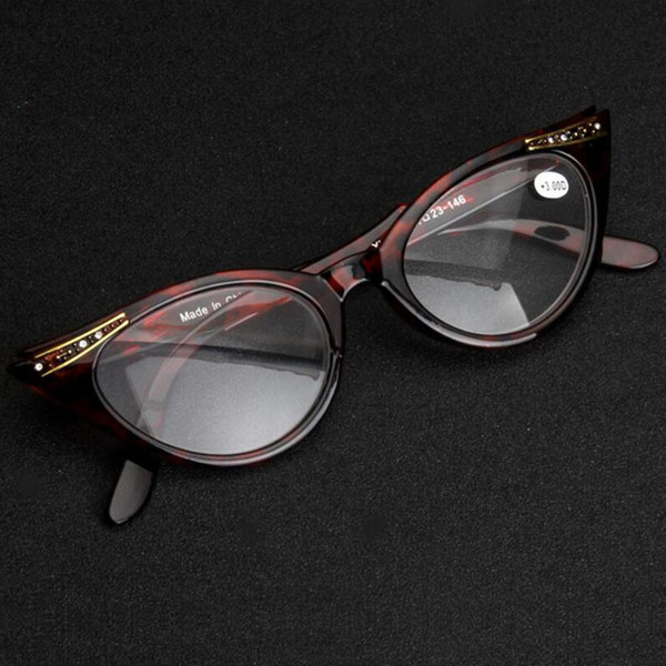 Retro Reading Glasses Cat Eye Eyeglasses Women Eyewear Magnifying Eye Reader +1.0~+3.5 Strength Resin Lens Leopard Full Frame