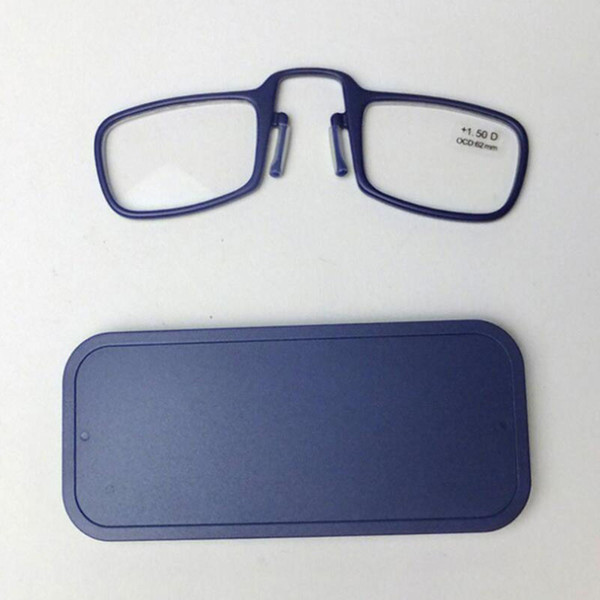 Wallet Reading Glasses Credit Card Emergency Eyeglasses Portable Pocket Purse Nose Resting Eye Reader Men Blue Frame With Case