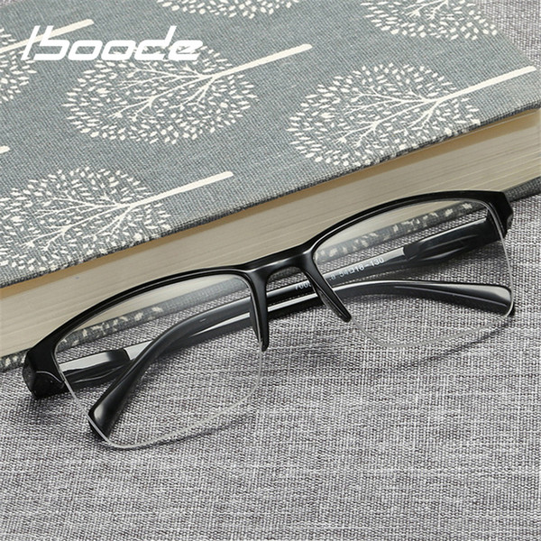 Half Frame Reading Glasses Presbyopic Eyewear Male Female Far sight Glasses Ultra Light Black with strength +75 to +400