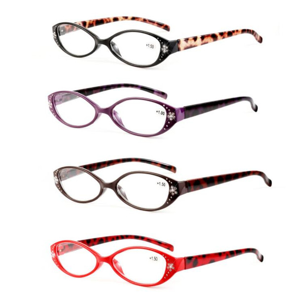 Leopard Reading Glasses Readers Presbyopia +1.0/+1.5/+2.0/+2.5/+3.0/+3.5 Crystal Rhinestone Decoration Presbyopic Eyewear LJJK1479