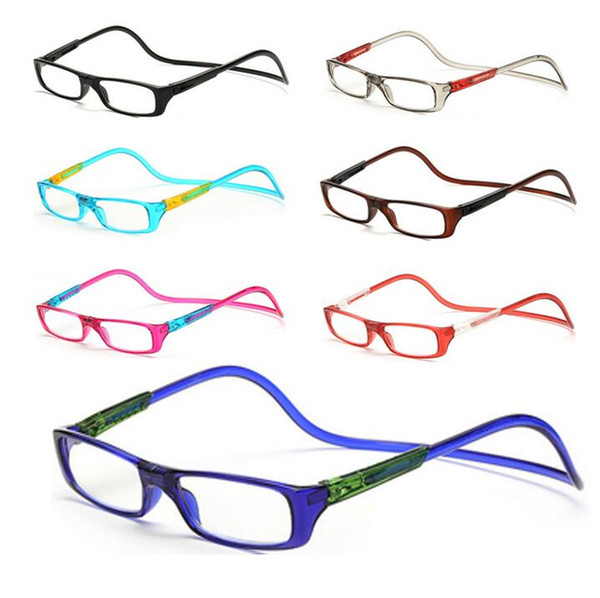 Magnetic Reading Glasses Men Women Clear Colorful Adjustable Hanging Neck presbyopic glasses +1.0 1.5 2.0 2.5 3.0 3.5 4.0 Free Shipping