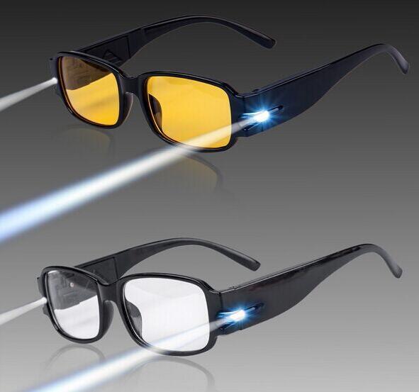 Fashion LED Reading Glasses Night Reader Eye Light Up Eyeglass Spectacle Diopter Magnifier Presbyopia night vision goggles Free Shipping