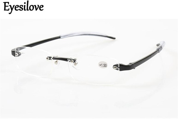 Retail 1pcs fashion men women plastic rimless reading glasses colorful presbyopia glasses lenses power +1.0 to +3.0 many colors