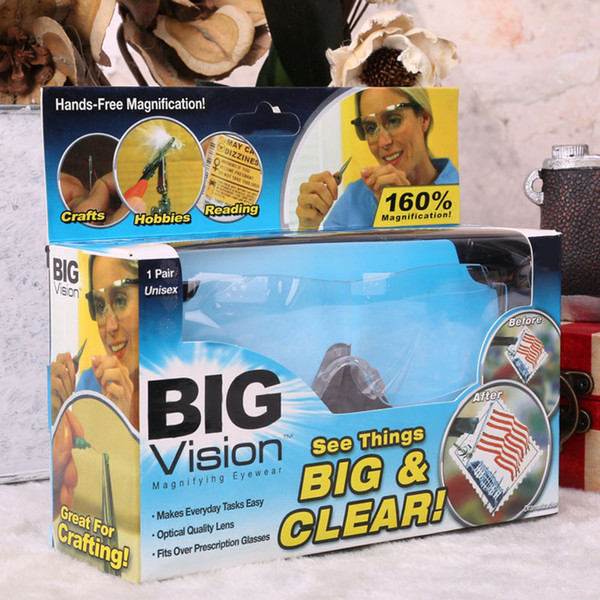 Big Vision plastic glasses 160% degrees Magnifying Eyewear That Makes Everything Bigger and Clearer free shipping