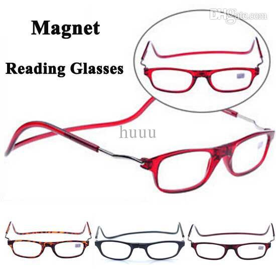 Wholesale-20pcs/lot magnetic reading glasses folding reading eyewear hanging connecting presbyopic glasses Free Shipping