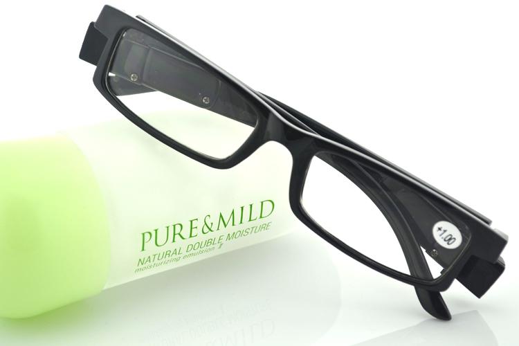 newest black Led Reading Glasses Reading Glass with LED Light glasses power +1 +1.5 +2 +2.5 +3 +3.5 +4