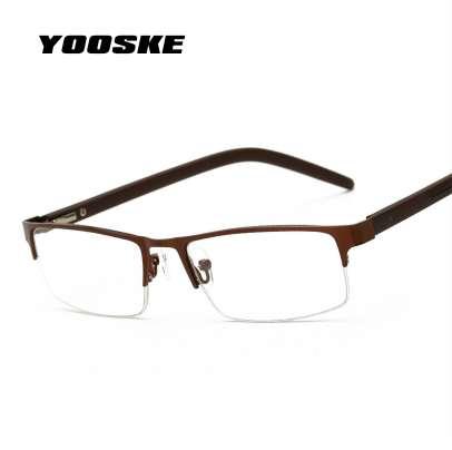 YOOSKE Metal Half Frame Reading Glasses Men Women Business Hyperopia Eyeglasses With Prescription +1.5 +2.5 +3.0 +3.5