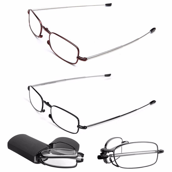 MINI Design Reading Glasses Men Women Folding Small Glasses Frame Black Metal Glasses With Original Box