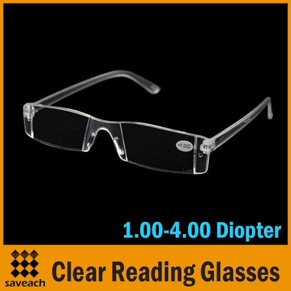 2015 New - Fashion White Reading Glasses Clear Rimless Eyeglasses Presbyopia 1.00-4.00 Diopter Strength Free Shipping